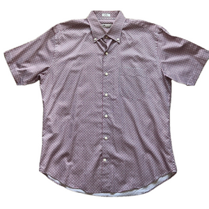 Peter Millar Cotton Red/Blue Button Down Golf Short Sleeve Shirt. Size Large.